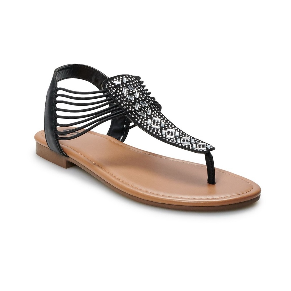 SO Black Beaded Women's Sandals